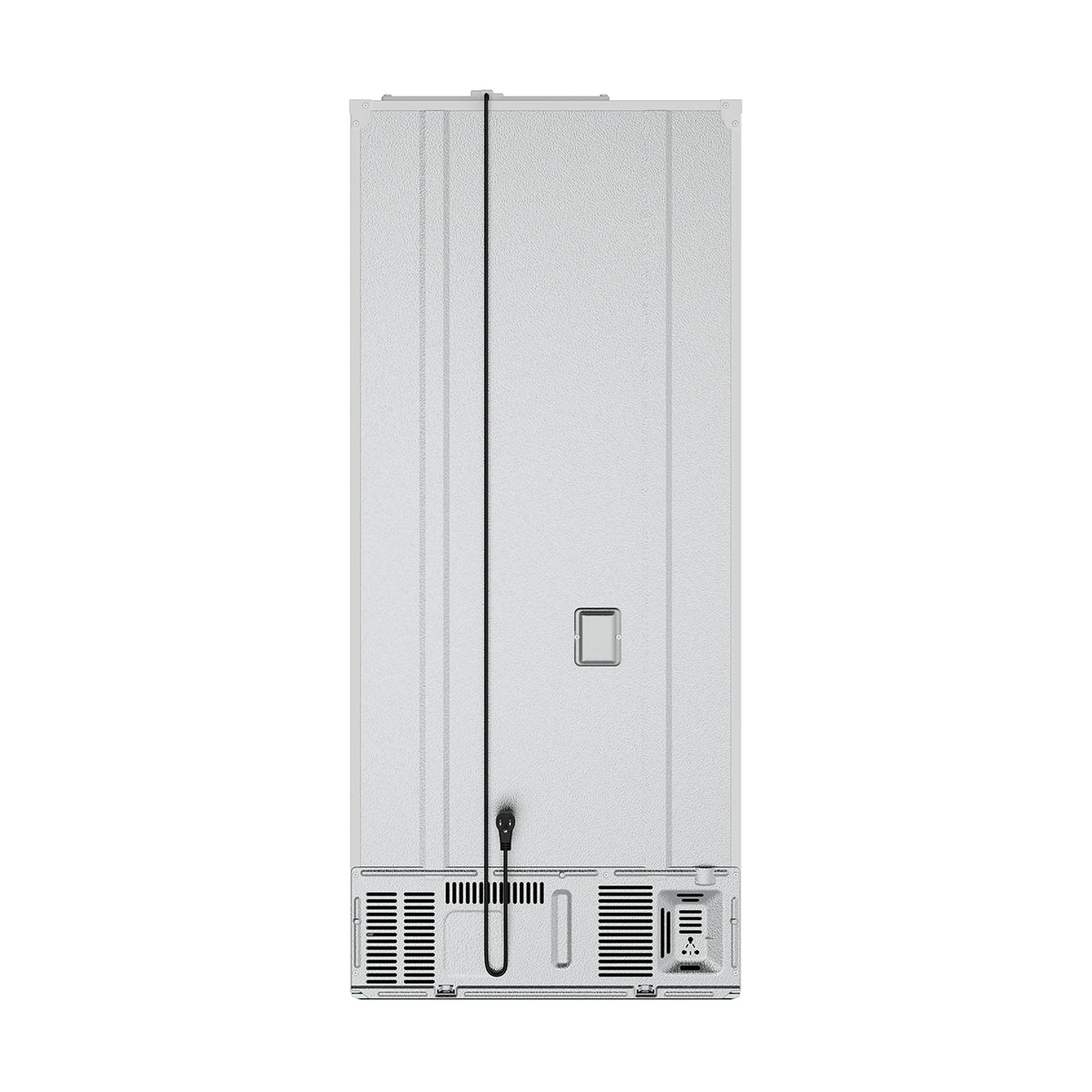White French door counter-depth refrigerator with freezer section and built-in ice maker