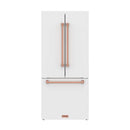 Gordon Ramsay by Thor Kitchen 30-Inch 17.5 cu ft French Door Counter Depth Refrigerator with Ice Maker in White with Rose Gold Handles (RF3017FFDW-RSG)