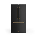 Gordon Ramsay by Thor Kitchen 3-Piece Appliance Package - 30-Inch Electric Range with Tilt Panel Touch Control, 36-Inch Refrigerator, and Dishwasher in Black with Bronze Trim