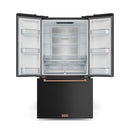 Gordon Ramsay by Thor Kitchen 4-Piece Appliance Package -  48-Inch Propane Gas Range, Wall Mount Range Hood, 36-Inch French Door Refrigerator, and Dishwasher in Black with Rose Gold Trim