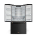Gordon Ramsay by Thor Kitchen 4-Piece Appliance Package -  36-Inch Electric Range, Wall Mount Range Hood, 36-Inch French Door Refrigerator, and Dishwasher in Black with Rose Gold Trim