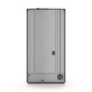 Black counter-depth refrigerator side view with exterior control area