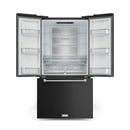 Gordon Ramsay by Thor Kitchen 4-Piece Appliance Package -  48-Inch Propane Gas Range, Wall Mount Range Hood, 36-Inch French Door Refrigerator, and Dishwasher in Black with Stainless Steel Trim
