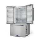 Gordon Ramsay by Thor Kitchen 36-Inch 20.3 cu ft French Door Counter Depth Refrigerator with Ice Maker in Stainless Steel with Navy Blue Trim  (RF3621CTD99-BLU)