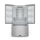 Gordon Ramsay by Thor Kitchen 3-Piece Appliance Package - 30-Inch Gas Range with Tilt Panel, 36-Inch Refrigerator, and Dishwasher in Stainless Steel with Blue Trim