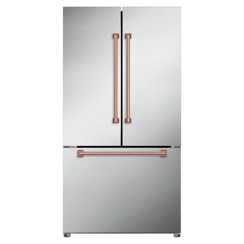 Thor Kitchen Gordon Ramsay 3-Piece Appliance Package - 36-Inch Electric Range with Tilt Panel Touch Control, 36-Inch Refrigerator, and Dishwasher in Stainless Steel with Rose Gold Trim