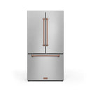 Gordon Ramsay by Thor Kitchen 4-Piece Appliance Package -  36-Inch Electric Range, Wall Mount Range Hood, 36-Inch French Door Refrigerator, and Dishwasher in Stainless Steel with Rose Gold Trim