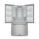 Gordon Ramsay by Thor Kitchen 4-Piece Appliance Package -  48-Inch Propane Gas Range, Wall Mount Range Hood, 36-Inch French Door Refrigerator, and Dishwasher in Stainless Steel with Rose Gold Trim