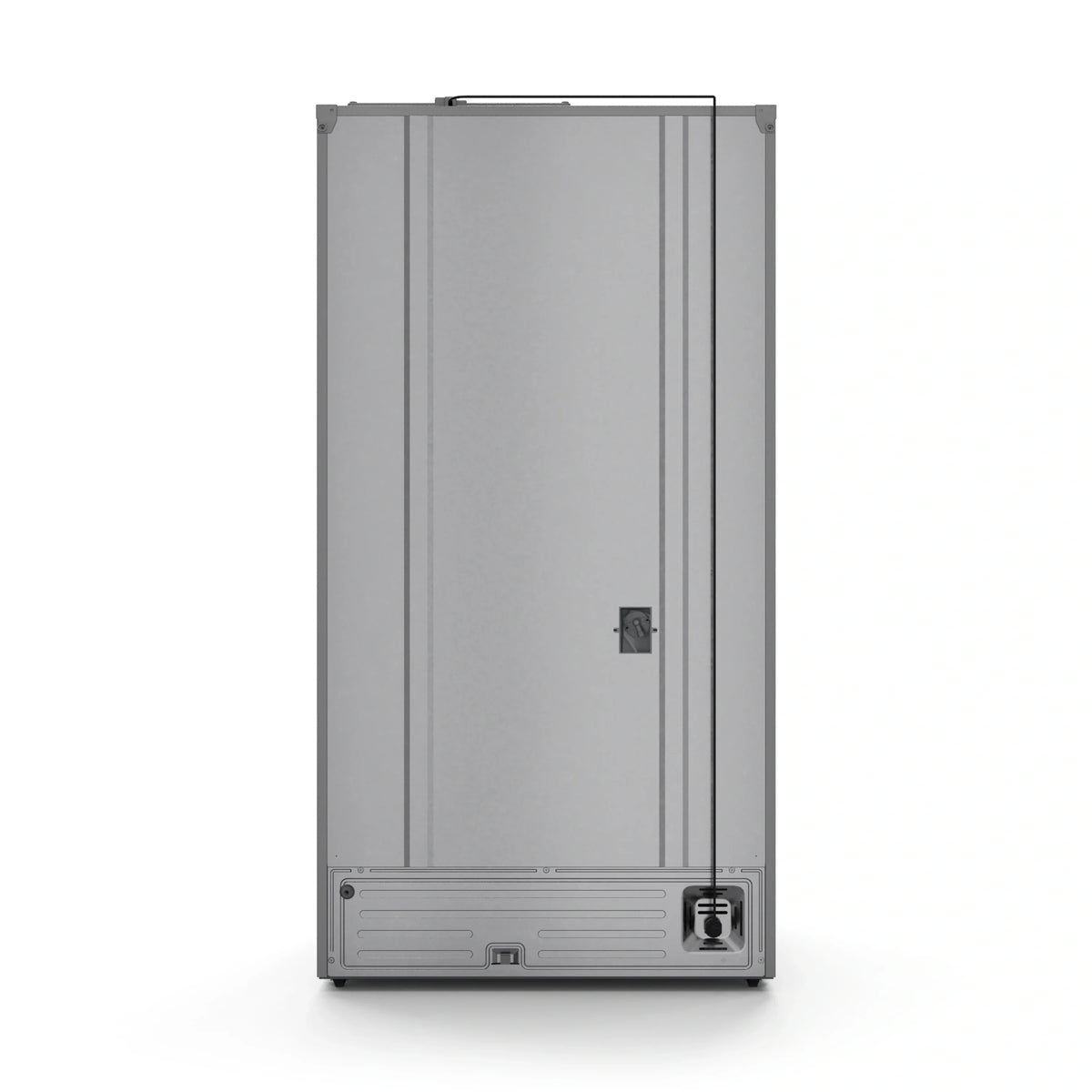 Stainless steel refrigerator door with side panels and built-in control panel