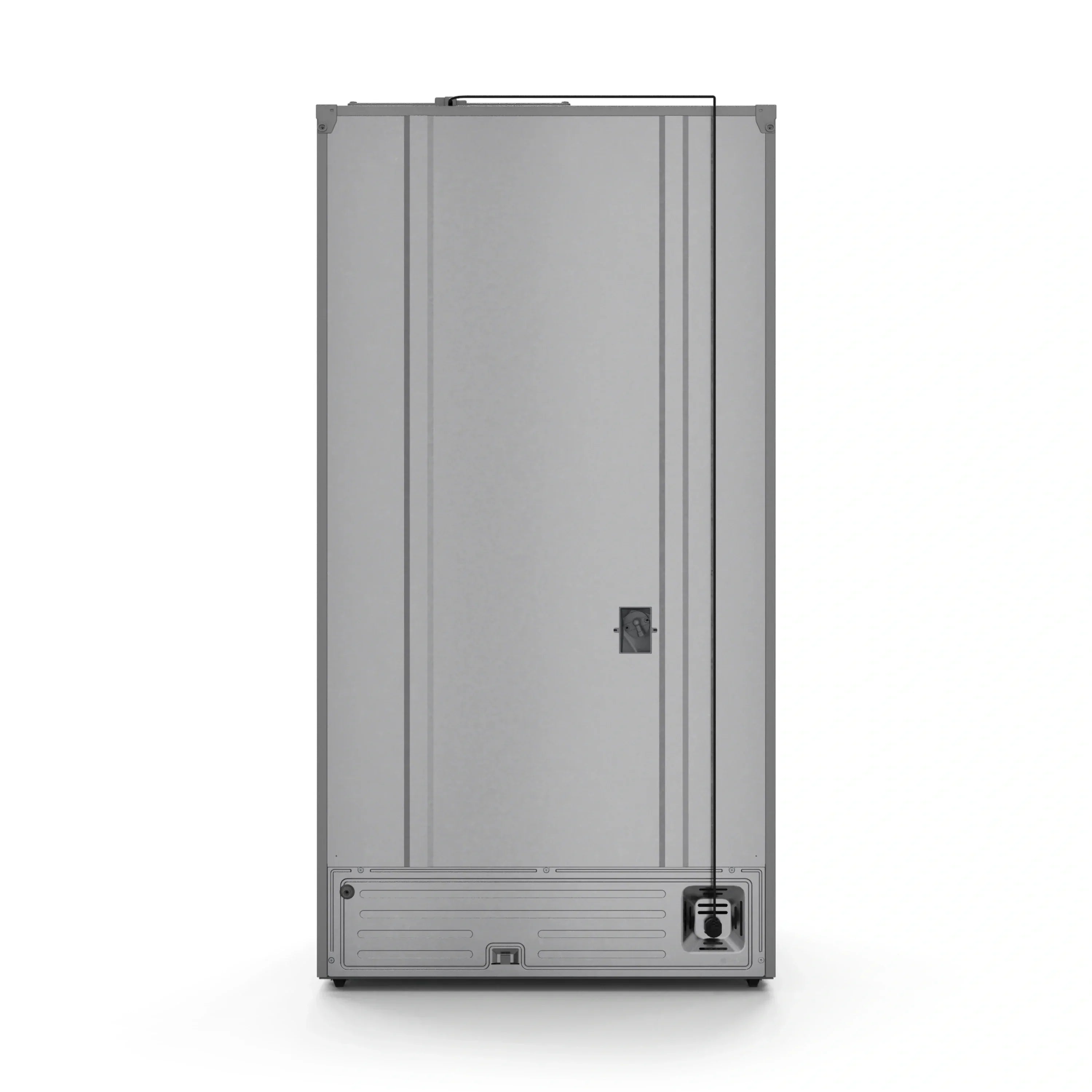 Stainless refrigerator-freezer rear panel with access port