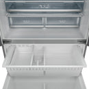Open freezer section with drawer interior and Fresh Zone controls