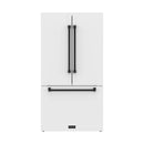 Gordon Ramsay by Thor Kitchen 36-Inch 20.3 cu ft French Door Counter Depth Refrigerator with Ice Maker in White with Black Handles (RF3621CTDW-BLK)