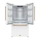Gordon Ramsay by Thor Kitchen 36-Inch 20.3 cu ft French Door Counter Depth Refrigerator with Ice Maker in White with Bronze Handles (RF3621CTDW-BRZ)