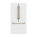 Gordon Ramsay by Thor Kitchen 36-Inch 20.3 cu ft French Door Counter Depth Refrigerator with Ice Maker in White with Bronze Handles (RF3621CTDW-BRZ)