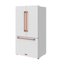 Gordon Ramsay by Thor Kitchen 36-Inch 20.3 cu ft French Door Counter Depth Refrigerator with Ice Maker in White with Rose Gold Handles (RF3621CTDW-RSG)