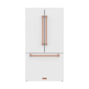 Gordon Ramsay by Thor Kitchen 36-Inch 20.3 cu ft French Door Counter Depth Refrigerator with Ice Maker in White with Rose Gold Handles (RF3621CTDW-RSG)