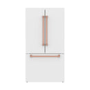 Gordon Ramsay by Thor Kitchen 36-Inch 20.3 cu ft French Door Counter Depth Refrigerator with Ice Maker in White with Rose Gold Handles (RF3621CTDW-RSG)