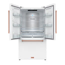 Gordon Ramsay by Thor Kitchen 36-Inch 20.3 cu ft French Door Counter Depth Refrigerator with Ice Maker in White with Rose Gold Handles (RF3621CTDW-RSG)
