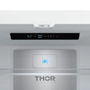 Freezer interior with top control panel and central access drawer
