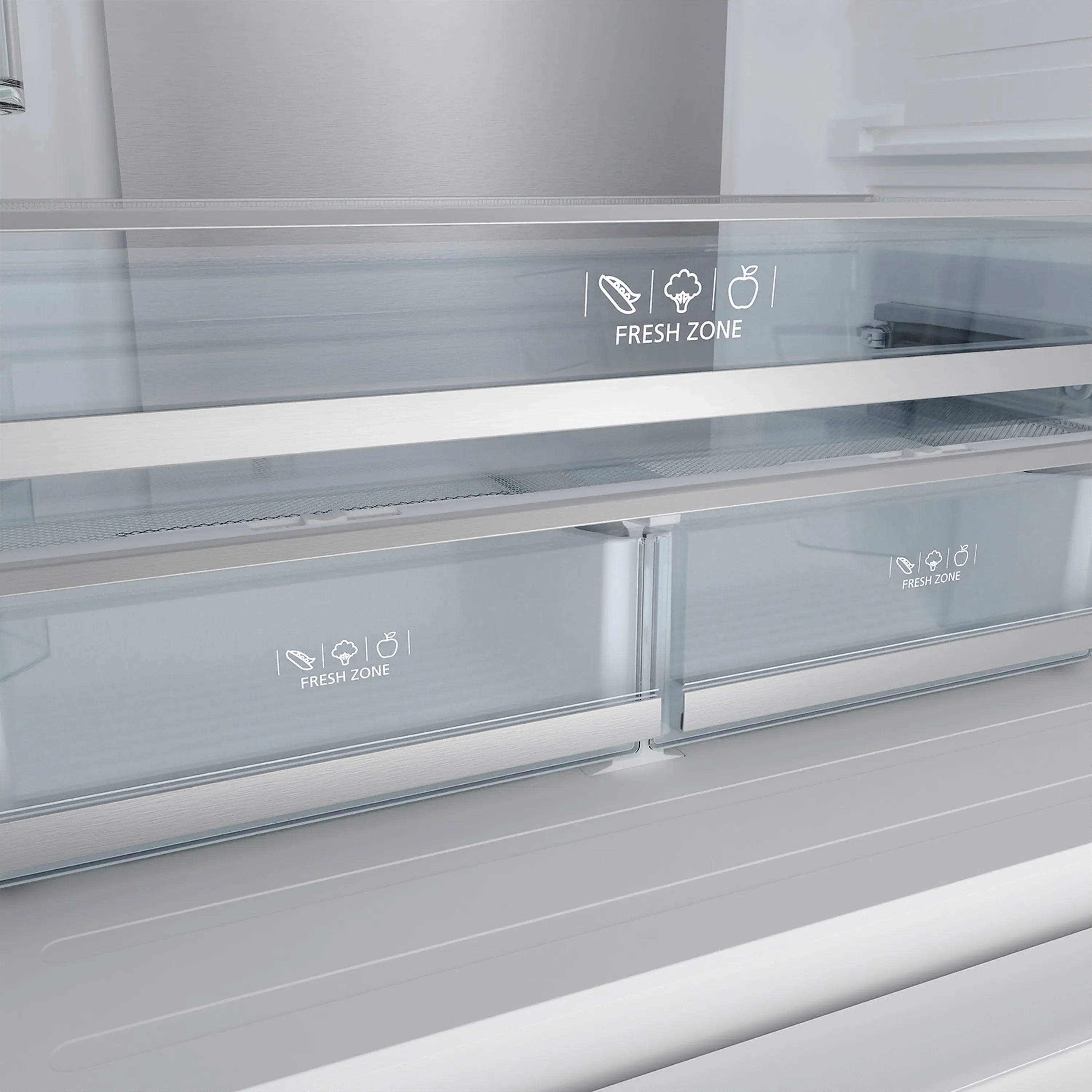 Refrigerator control panel with Fresh Zone and freezer zone indicator icons