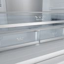 Fresh zone control area inside refrigerator with glass shelves and touch icons