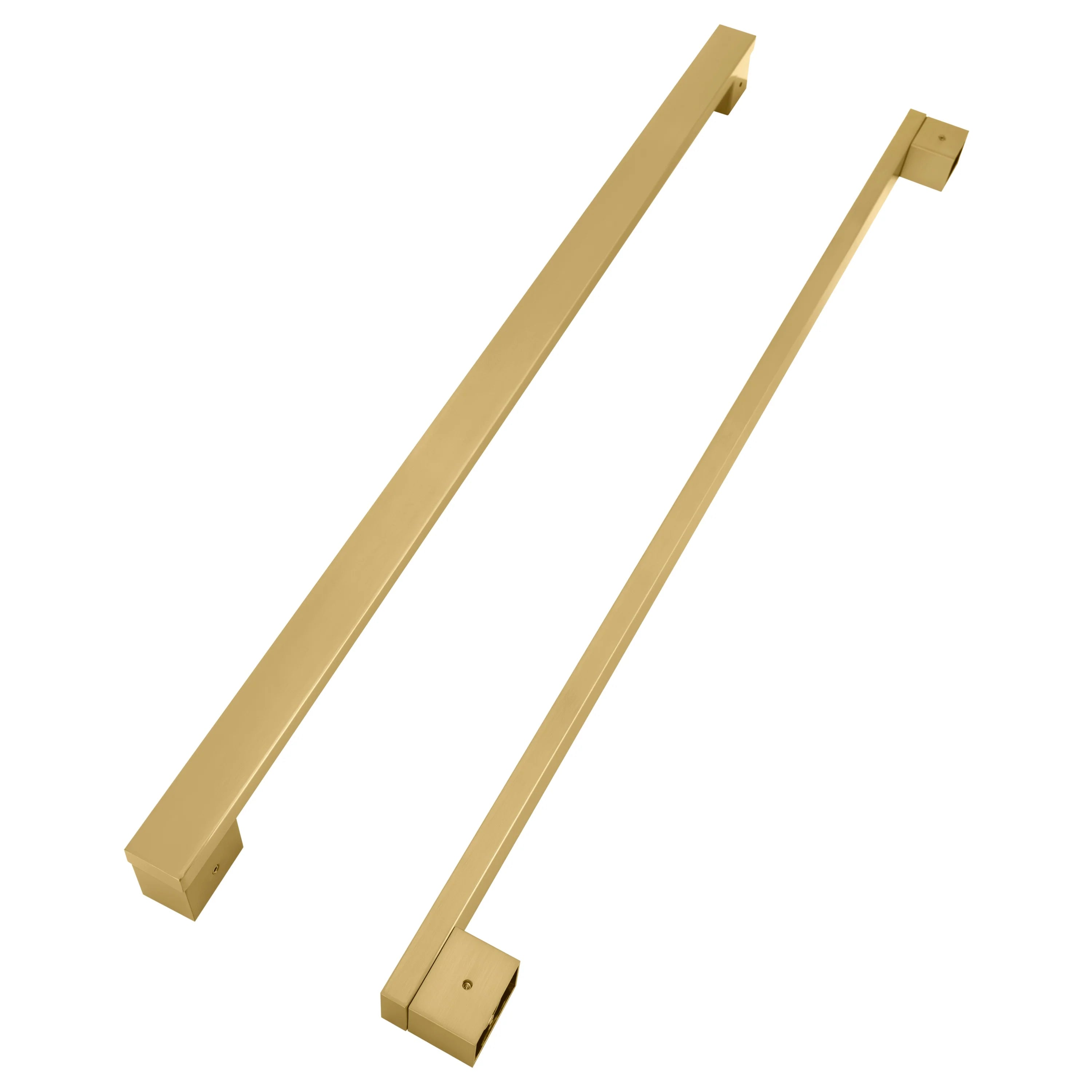 Champagne bronze modern refrigerator handles, set of four; long bar with square ends