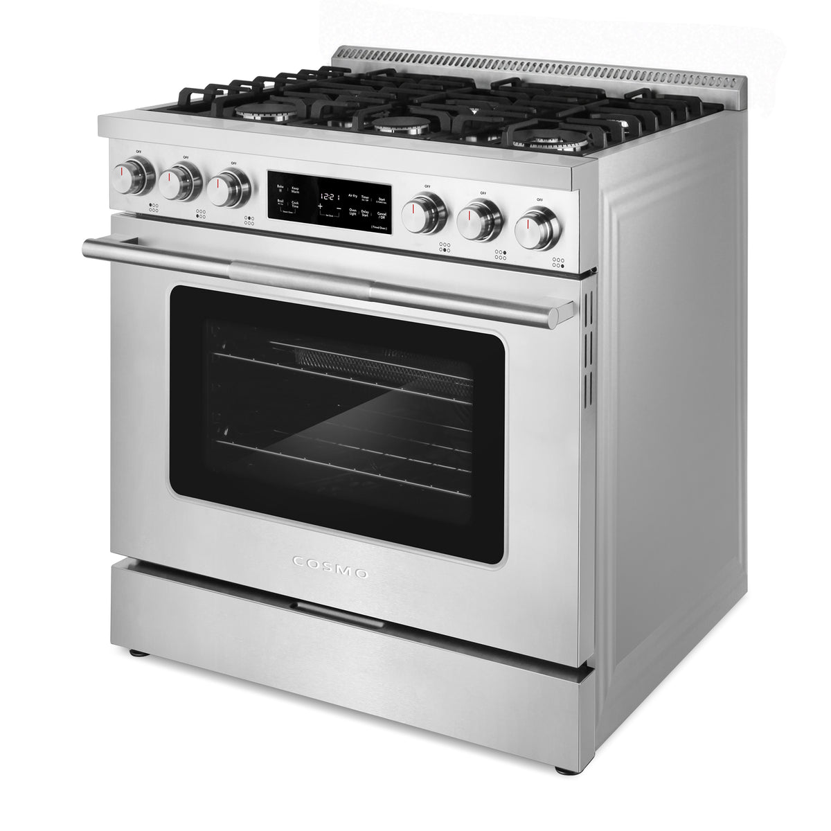 Cosmo COS-RGS366SS gas range, right angle view