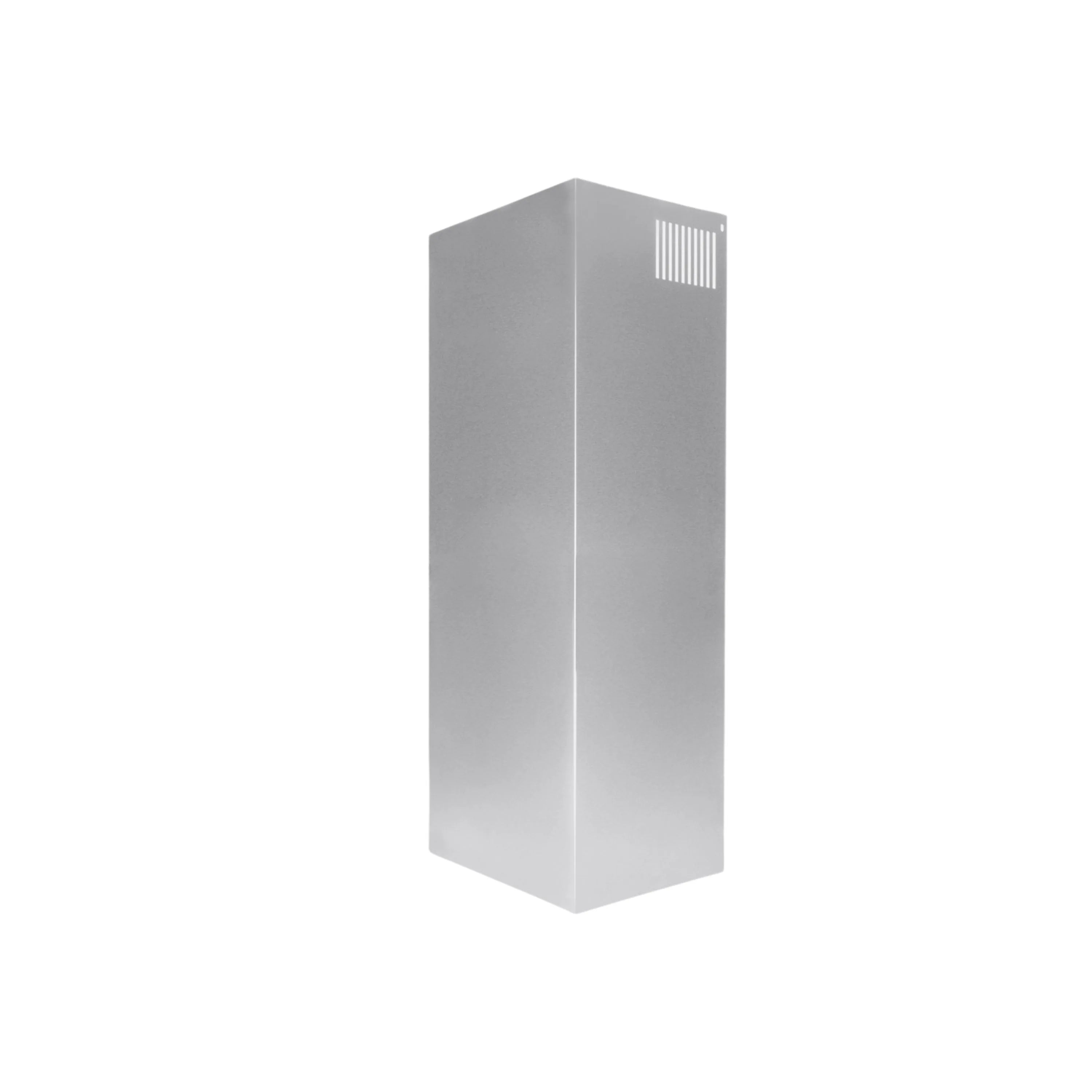 Metal T-shape range hood duct cover extension with vent slots, rectangular chimney