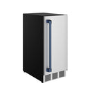 Gordon Ramsay by Thor Kitchen 15-Inch Undercounter Built-In/Freestanding Ice Maker in Stainless Steel with Blue Handle (RIM1501-BLU)