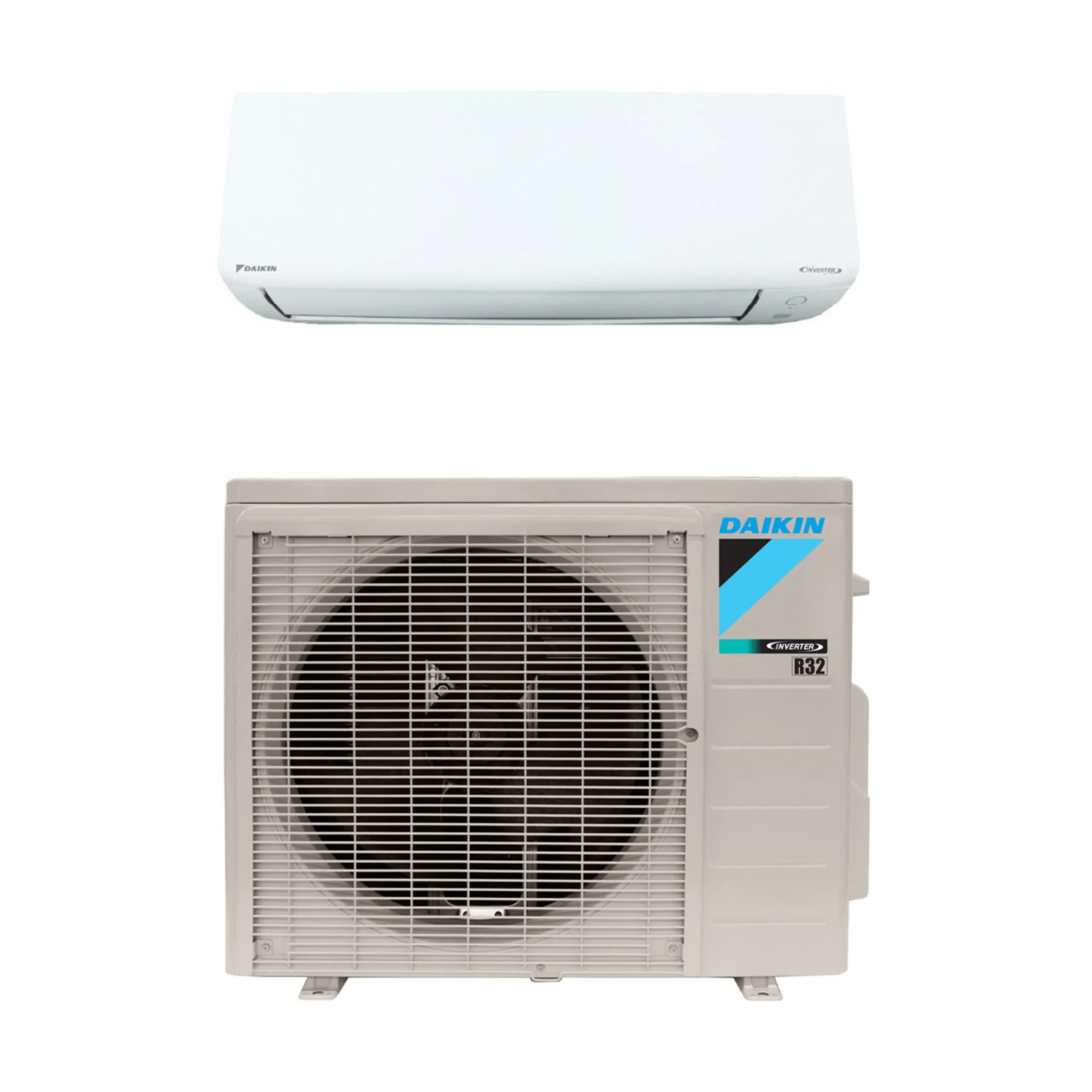 Daikin Oterra ductless mini-split indoor unit and outdoor condenser, R32 label