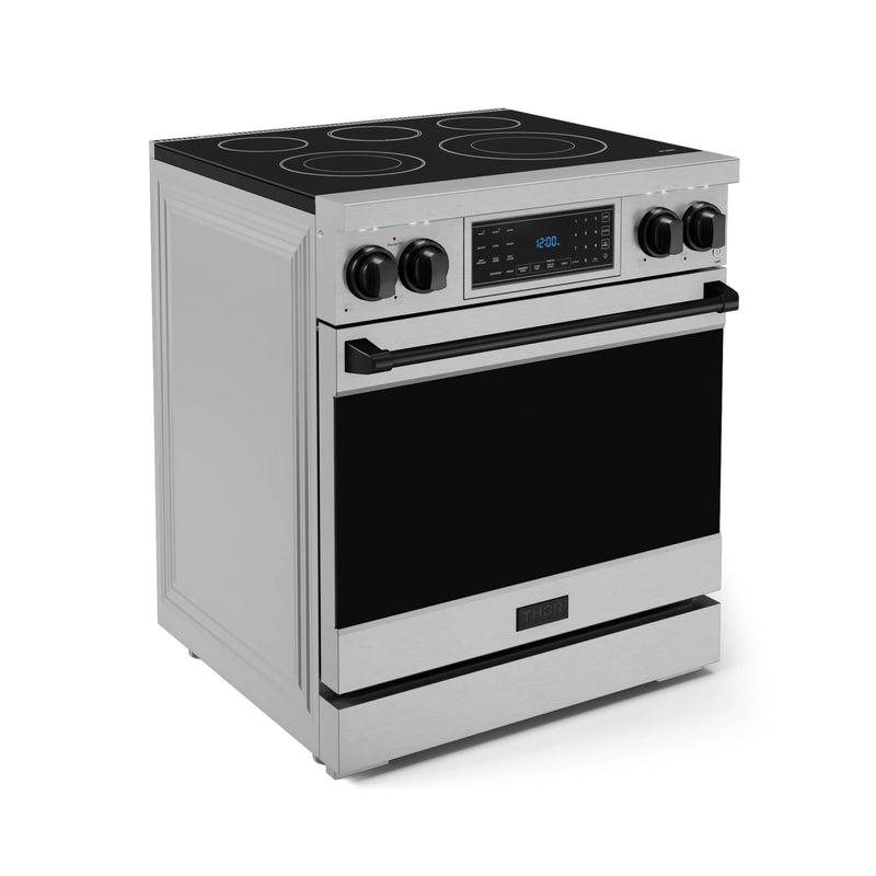 Thor Kitchen Gordon Ramsay Series 30-Inch Professional Electric Range with Tilt Panel Touch Control in Stainless Steel with Black Trim (RSE30-BLK)