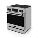 Gordon Ramsay by Thor Kitchen 4-Piece Appliance Package -  30-Inch Electric Range,  Wall Mount Range Hood, 36-Inch French Door Refrigerator, and Dishwasher in Stainless Steel with Black Trim