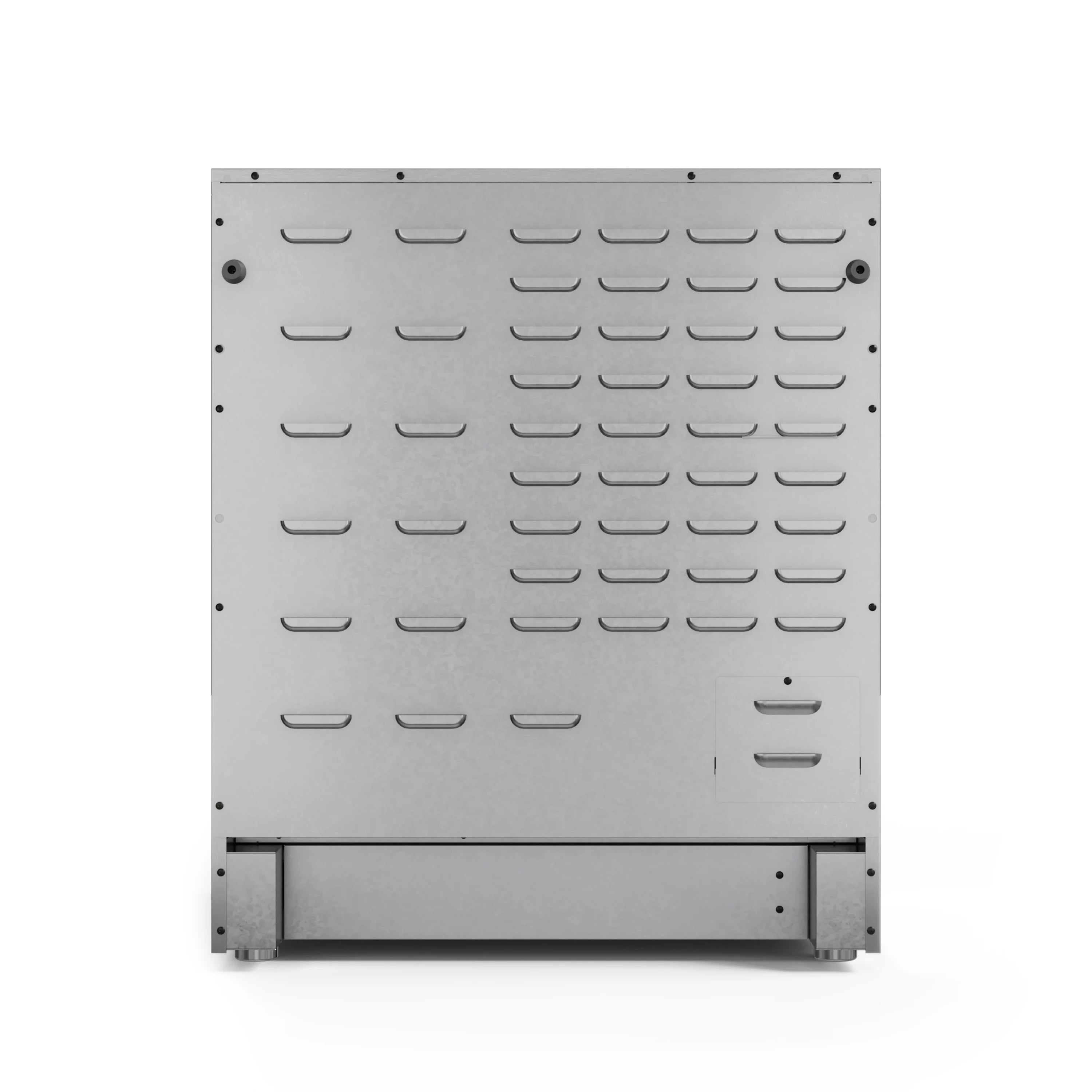 Electric range oven door heat shield panel with vented metal grille