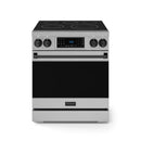 Gordon Ramsay by Thor Kitchen 4-Piece Appliance Package -  30-Inch Electric Range,  Wall Mount Range Hood, 36-Inch French Door Refrigerator, and Dishwasher in Stainless Steel with Black Trim