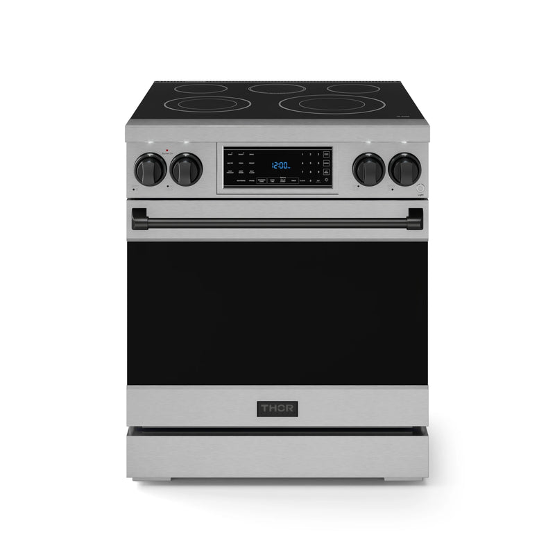 Thor Kitchen Gordon Ramsay Series 30-Inch Professional Electric Range with Tilt Panel Touch Control in Stainless Steel with Black Trim (RSE30-BLK)