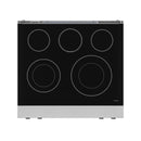 Gordon Ramsay by Thor Kitchen 4-Piece Appliance Package -  30-Inch Electric Range,  Wall Mount Range Hood, 36-Inch French Door Refrigerator, and Dishwasher in Stainless Steel with Black Trim