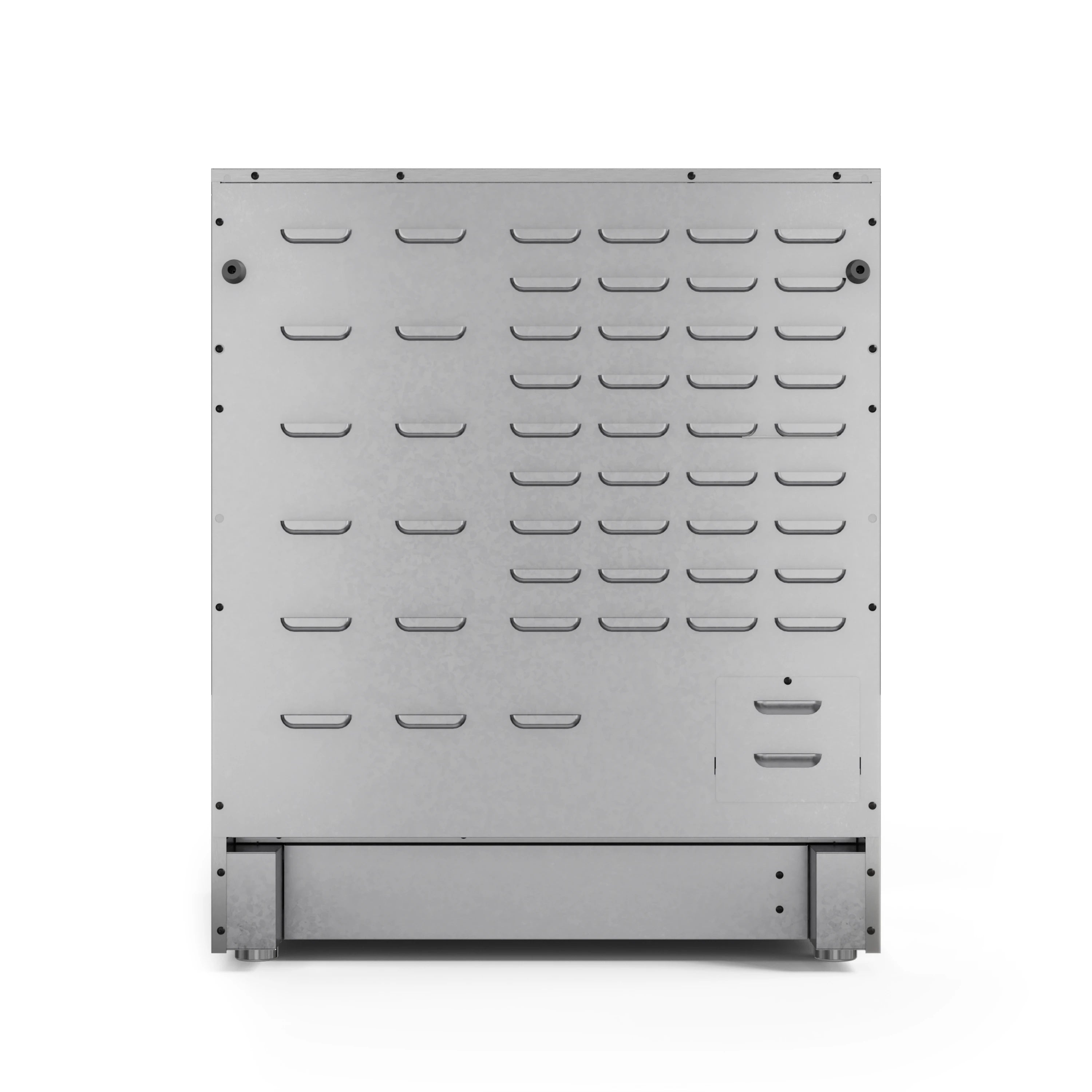 Vented stainless panel underside for electric range