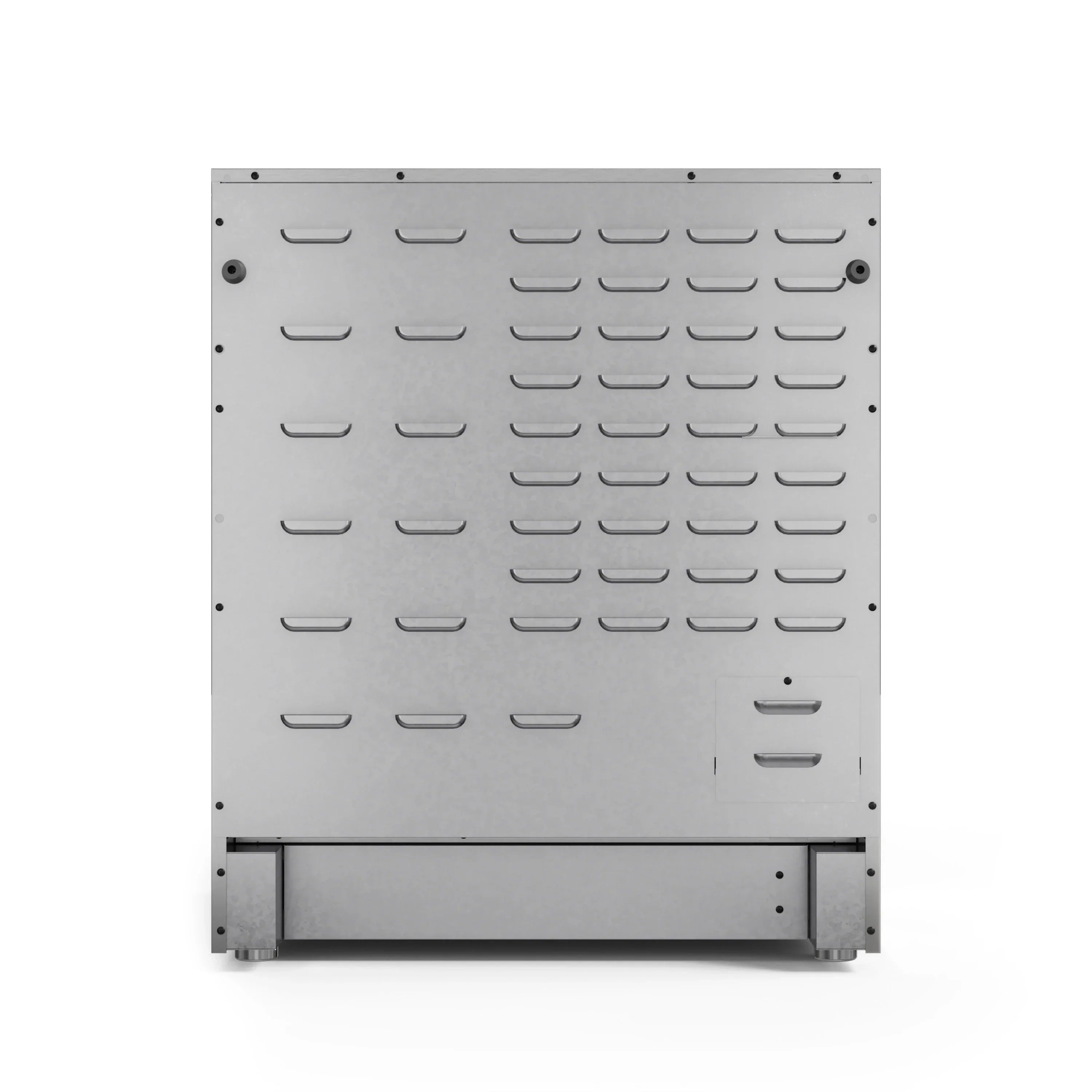 Wall-mount range hood baffle filter panel with vented slotted openings