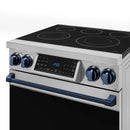 Gordon Ramsay by Thor Kitchen 4-Piece Appliance Package -  30-Inch Electric Range,  Wall Mount Range Hood, 36-Inch French Door Refrigerator, and Dishwasher in Stainless Steel with Blue Trim