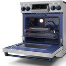 Gordon Ramsay by Thor Kitchen 30-Inch Professional Electric Range with Tilt Panel Touch Control and 6.0 Cu. Ft. Oven with Air Fryer and Self Clean in Stainless Steel with Navy Blue Trim (RSE30-BLU)