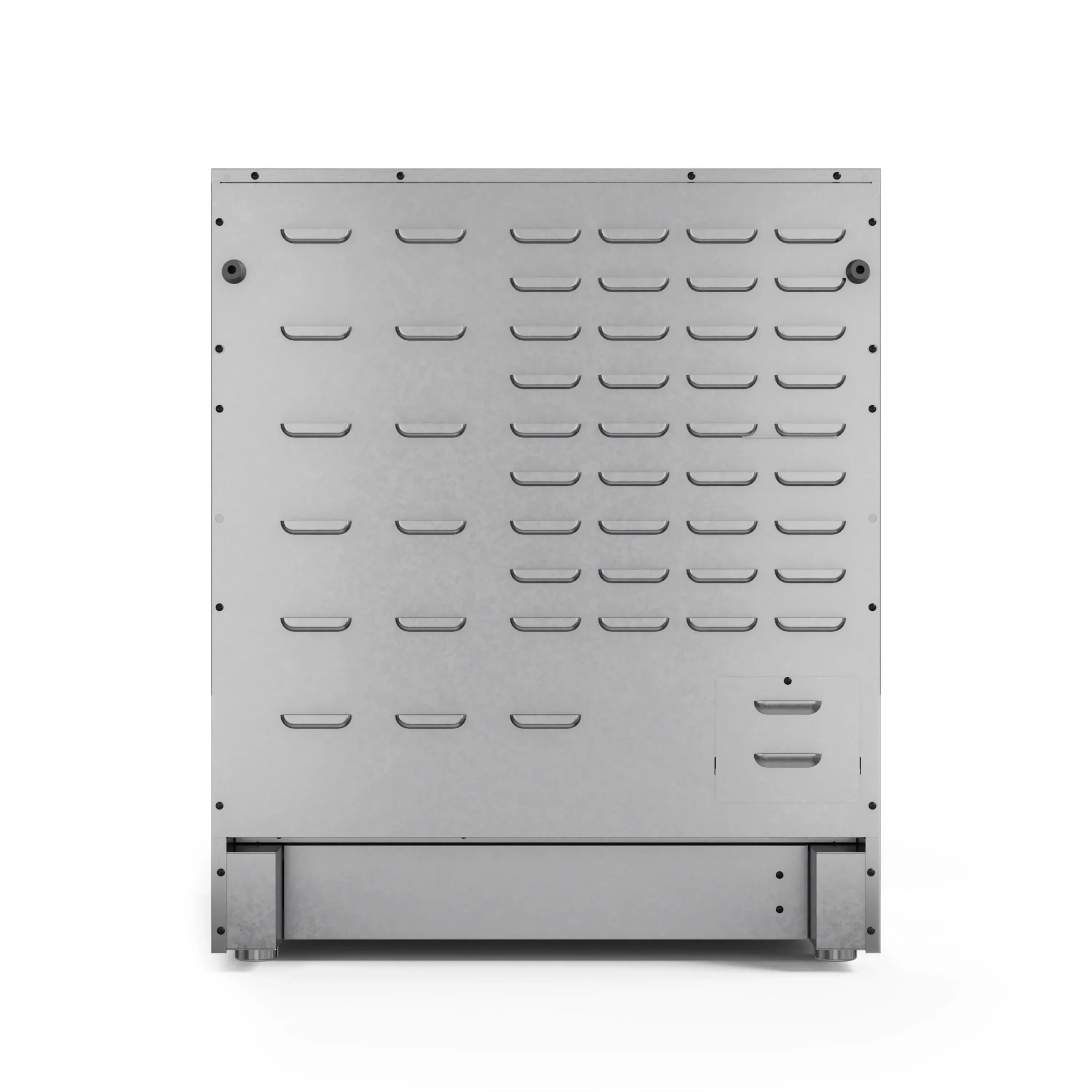Stainless broiler tray rack with vented, handle-like bars