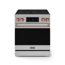 Gordon Ramsay by Thor Kitchen 4-Piece Appliance Package -  30-Inch Electric Range,  Wall Mount Range Hood, 36-Inch French Door Refrigerator, and Dishwasher in Stainless Steel with Rose Gold Trim