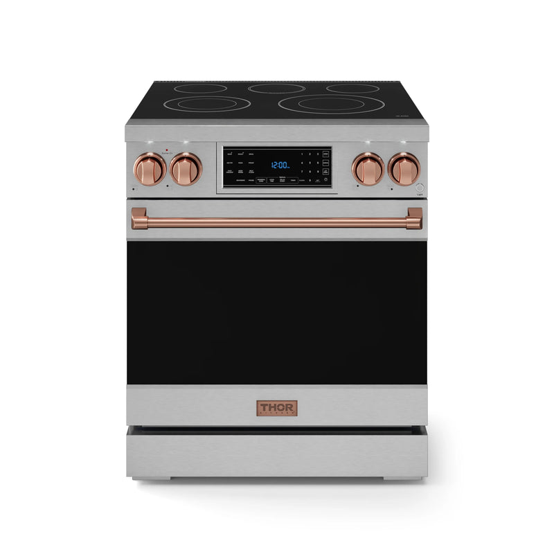 Thor Kitchen Gordon Ramsay Series 30-Inch Professional Electric Range with Tilt Panel Touch Control in Stainless Steel with Rose Gold Trim (RSE30-RSG)