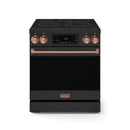 Gordon Ramsay by Thor Kitchen 4-Piece Appliance Package -  30-Inch Electric Range,  Wall Mount Range Hood, 36-Inch French Door Refrigerator, and Dishwasher in Black with Rose Gold Trim