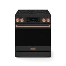 Gordon Ramsay by Thor Kitchen 3-Piece Appliance Package - 30-Inch Electric Range with Tilt Panel Touch Control, 36-Inch Refrigerator, and Dishwasher in Black with Rose Gold Trim