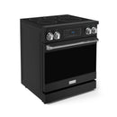 Gordon Ramsay by Thor Kitchen 4-Piece Appliance Package -  30-Inch Electric Range,  Wall Mount Range Hood, 36-Inch French Door Refrigerator, and Dishwasher in Black with Stainless Steel Trim