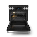 Gordon Ramsay by Thor Kitchen 4-Piece Appliance Package -  30-Inch Electric Range,  Wall Mount Range Hood, 36-Inch French Door Refrigerator, and Dishwasher in Black with Stainless Steel Trim