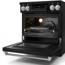 Gordon Ramsay by Thor Kitchen 4-Piece Appliance Package -  30-Inch Electric Range,  Wall Mount Range Hood, 36-Inch French Door Refrigerator, and Dishwasher in Black with Stainless Steel Trim