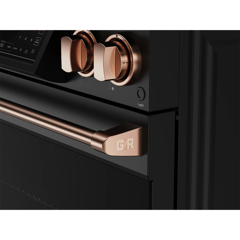 Thor Kitchen Gordon Ramsay 3-Piece Appliance Package - 30-Inch Electric Range with Tilt Panel Touch Control, Refrigerator, and Dishwasher in Black with Rose Gold Trim