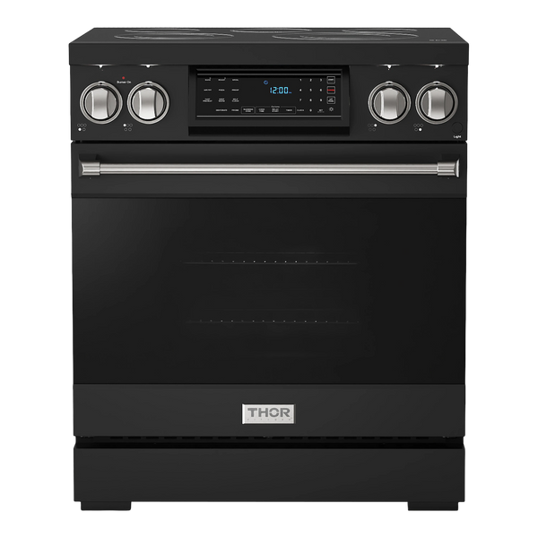 Thor Kitchen Gordon Ramsay Series 30-Inch Professional Electric Range with Tilt Panel Touch Control in Black with Stainless Steel Trim (RSE30B-SS)